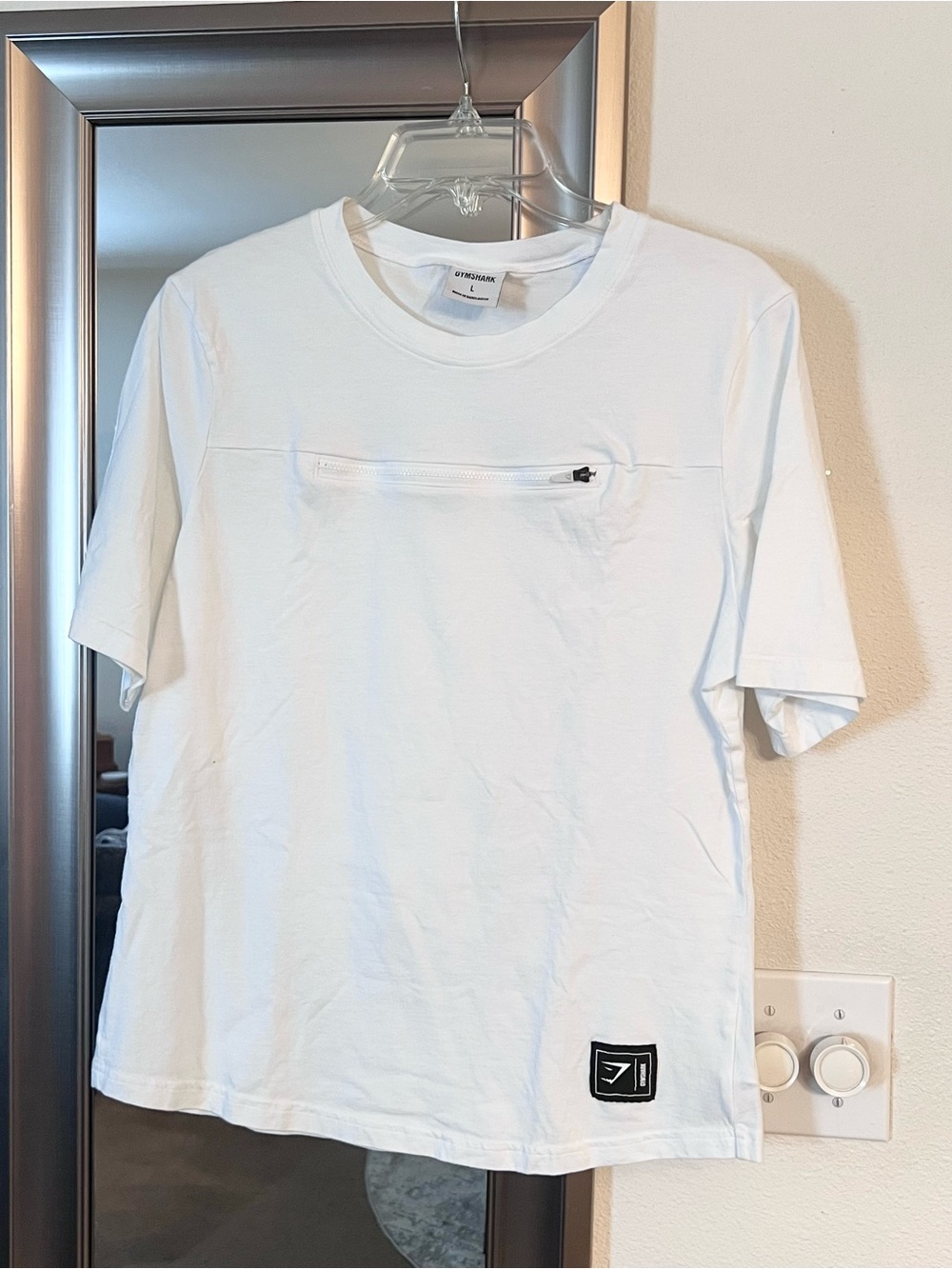 Gymshark White Workout Short Sleeve Tee Black Logo  Chest Horizontal Zip Top